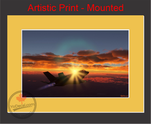 'F-35 Dusk Sentry (Mounted ARTISTIC PRINT)' Premium Wall Art