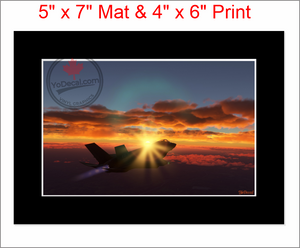 'F-35 Dusk Sentry (Mounted ARTISTIC PRINT)' Premium Wall Art