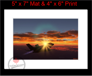 'F-35 Dusk Sentry (Mounted ARTISTIC PRINT)' Premium Wall Art