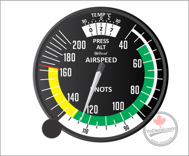 'Airspeed Indicator Flight Instrument' Premium Vinyl Decal