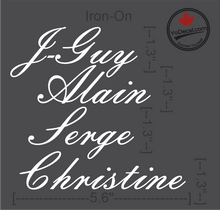 'J-G Fournier Iron-On Names' Iron On