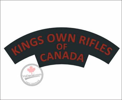 'King's Own Rifles of Canada' WWII Shoulder Flash' Premium Vinyl Decal / Sticker