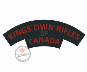 'King's Own Rifles of Canada' WWII Shoulder Flash' Premium Vinyl Decal / Sticker