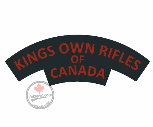 'King's Own Rifles of Canada' WWII Shoulder Flash' Premium Vinyl Decal / Sticker