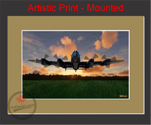 'Lancaster Dusk Sortie (Mounted ARTISTIC PRINT)' Premium Wall Art