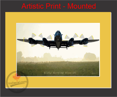 'Lancaster Misty Morning Mission (Mounted ARTISTIC PRINT)' Premium Wall Art