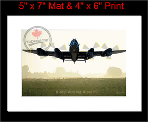 'Lancaster Misty Morning Mission (Mounted ARTISTIC PRINT)' Premium Wall Art