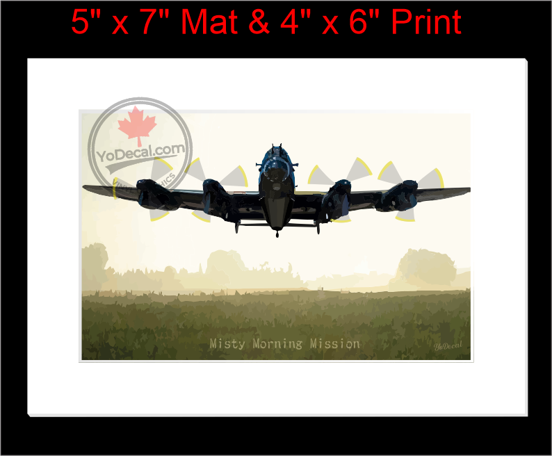 'Lancaster Misty Morning Mission (Mounted ARTISTIC PRINT)' Premium Wall Art