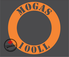 'MOGAS 100LL Stencil Font Ring' Premium Vinyl Decal / Sticker