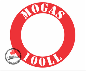 'MOGAS 100LL Stencil Font Ring' Premium Vinyl Decal / Sticker