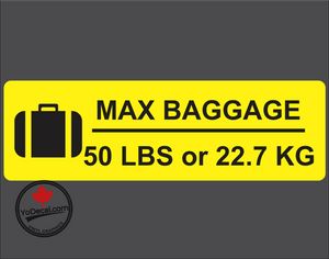 'Max Baggage 40-60 LBS or 18.1 - 27.2 KG Black and Yellow' Premium Vinyl Decal Sticker