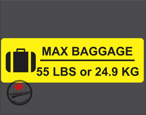 'Max Baggage 40-60 LBS or 18.1 - 27.2 KG Black and Yellow' Premium Vinyl Decal Sticker