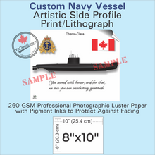CUSTOM Navy Vessel Side Profile Art Print / Lithograph