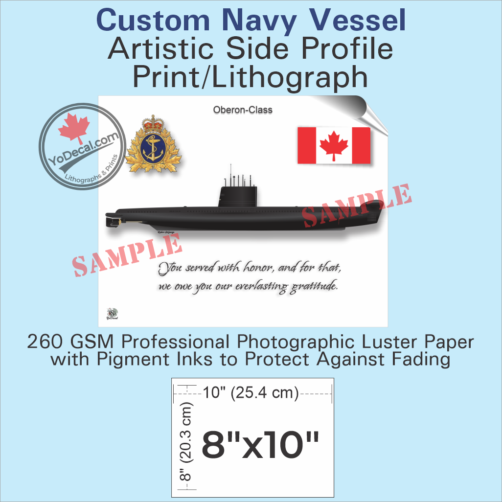 CUSTOM Navy Vessel Side Profile Art Print / Lithograph