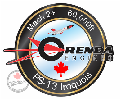'Orenda PS-13 Iroquois Engine' Premium Vinyl Decal Sticker