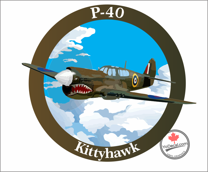 'P-40 Kittyhawk Full Colour' Premium Vinyl Decal