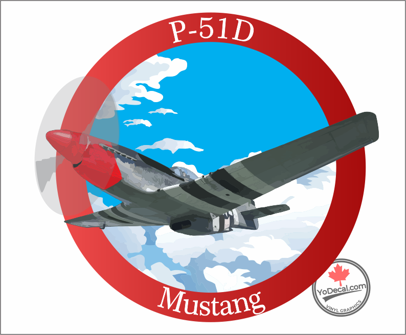 'P-51D Mustang Red Nose Full Color' Premium Vinyl Decal