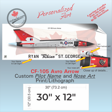CF-105 Avro Arrow PERSONALIZED Aircraft Side Profile Art Print / Lithograph