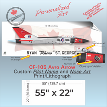 CF-105 Avro Arrow PERSONALIZED Aircraft Side Profile Art Print / Lithograph