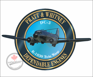 'Pratt & Whitney R-1830 Twin Wasp DC-3' Premium Vinyl Decal Sticker