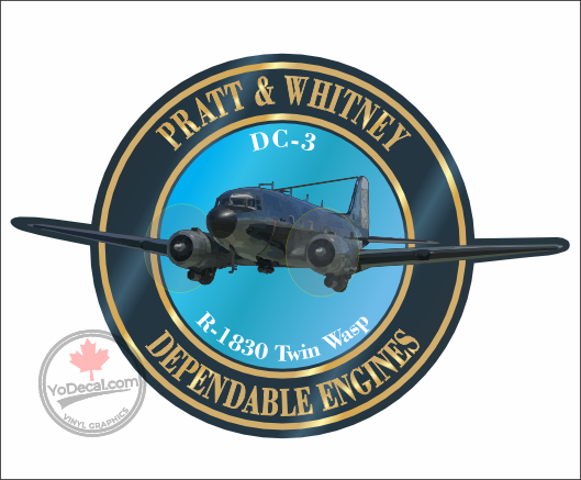 'Pratt & Whitney R-1830 Twin Wasp DC-3' Premium Vinyl Decal Sticker