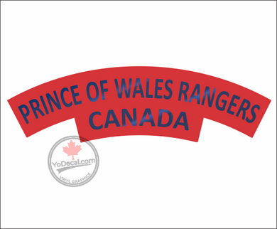 Prince of Wales Rangers WWII Shoulder Flash Vinyl Decal / Sticker