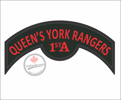 Queen's York Rangers 1st American Regt WWII Shoulder Flash Vinyl Decal / Sticker