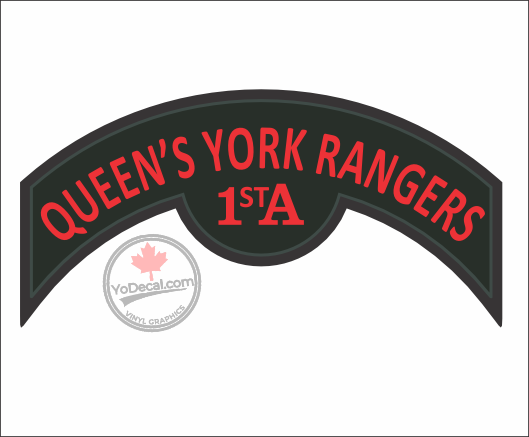 Queen's York Rangers 1st American Regt WWII Shoulder Flash Vinyl Decal / Sticker