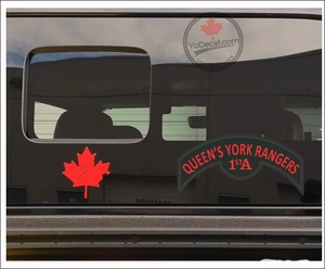 Queen's York Rangers 1st American Regt WWII Shoulder Flash Vinyl Decal / Sticker