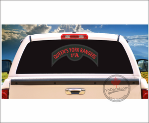 Queen's York Rangers 1st American Regt WWII Shoulder Flash Vinyl Decal / Sticker