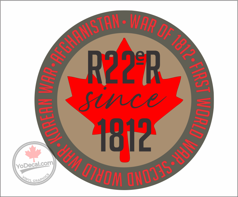 'Royal 22nd Regiment R22R Since 1812' Premium Vinyl Decal / Sticker