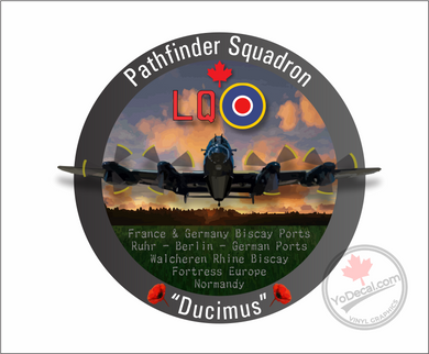 'RCAF 405 Pathfinder Sqn Ducimus WWII LQ Roundel Lancaster' Premium Vinyl Decal Sticker