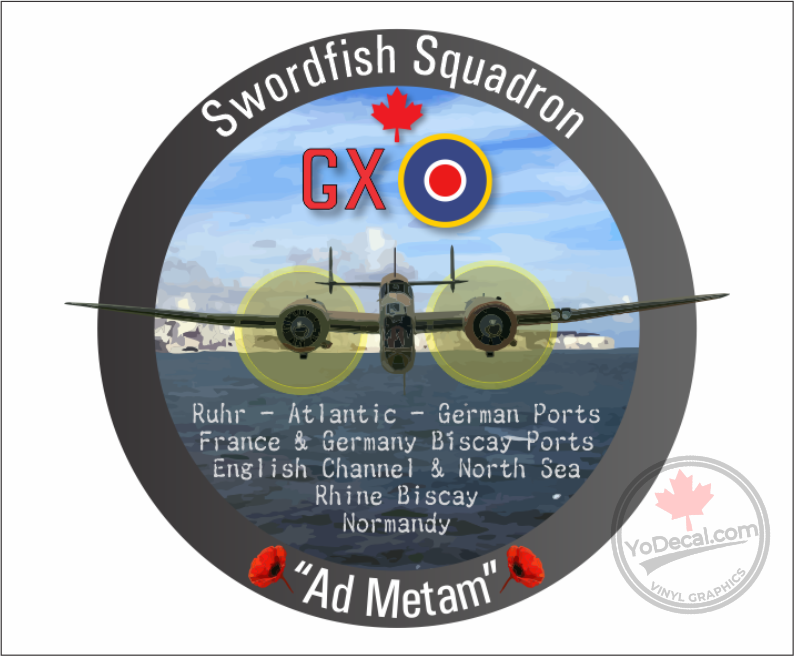 'RCAF 415 Swordfish Sqn Ad Metam WWII GX Roundel Handley Page Hampden' Premium Vinyl Decal Sticker