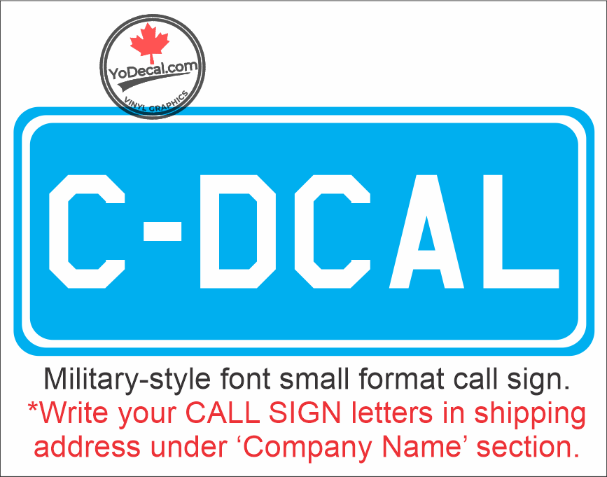 'Call Sign Reg Marks Small Format 1' Premium Vinyl Decal Sticker