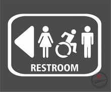 'Restroom Washroom 1 Male Female Wheelchair (LEFT)' Premium Vinyl Decal / Sticker