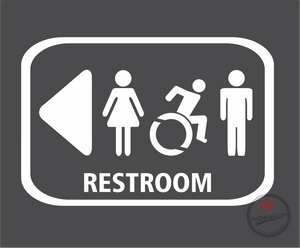 'Restroom Washroom 1 Male Female Wheelchair (LEFT)' Premium Vinyl Decal / Sticker