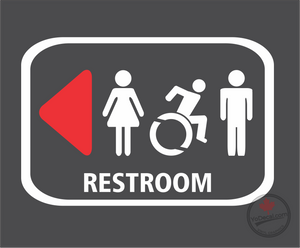 'Restroom Washroom 1 Male Female Wheelchair (LEFT)' Premium Vinyl Decal / Sticker