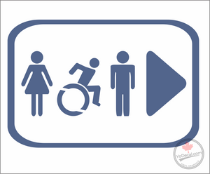 'Restroom Washroom 1 Male Female Wheelchair (RIGHT)' Premium Vinyl Decal / Sticker