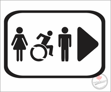 'Restroom Washroom 1 Male Female Wheelchair (RIGHT)' Premium Vinyl Decal / Sticker