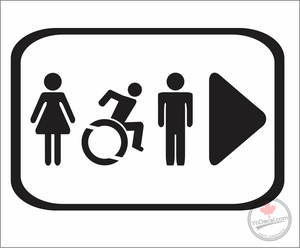 'Restroom Washroom 1 Male Female Wheelchair (RIGHT)' Premium Vinyl Decal / Sticker