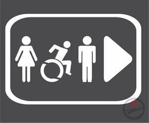 'Restroom Washroom 1 Male Female Wheelchair (RIGHT)' Premium Vinyl Decal / Sticker