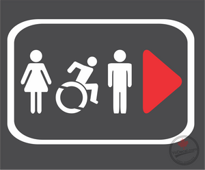 'Restroom Washroom 1 Male Female Wheelchair (RIGHT)' Premium Vinyl Decal / Sticker