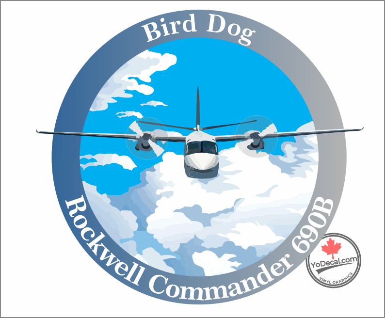 'Rockwell Commander 690B Bird Dog Full Colour' Premium Vinyl Decal