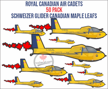 Royal Canadian Air Cadets (50 Pack) Schweizer Glider Maple Leaf Premium Vinyl Decals