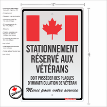 Stationnement Aux Veterans 12"x18" Panneau réfléchissant en aluminium