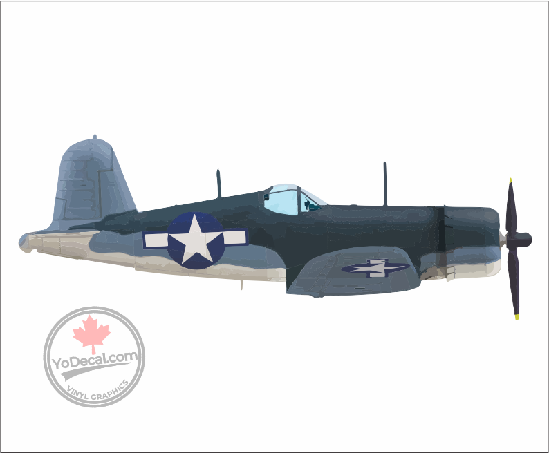 'Vought F4U Corsair WWII Sideview American' Premium Vinyl Decal / Sticker