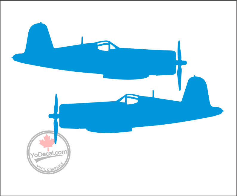 'Vought F4U Corsair WWII Sideview Silhouette' Premium Vinyl Decal / Sticker