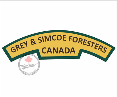 'Grey & Simcoe Foresters WWII Shoulder Flash' Premium Vinyl Decal / Sticker