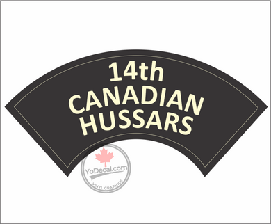'14th Canadian Hussars' WWII Shoulder Flash Premium Vinyl Decal / Sticker