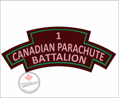 'Canadian Parachute Corps 1 Battalion' WWII Shoulder Flash Premium Vinyl Decal / Sticker